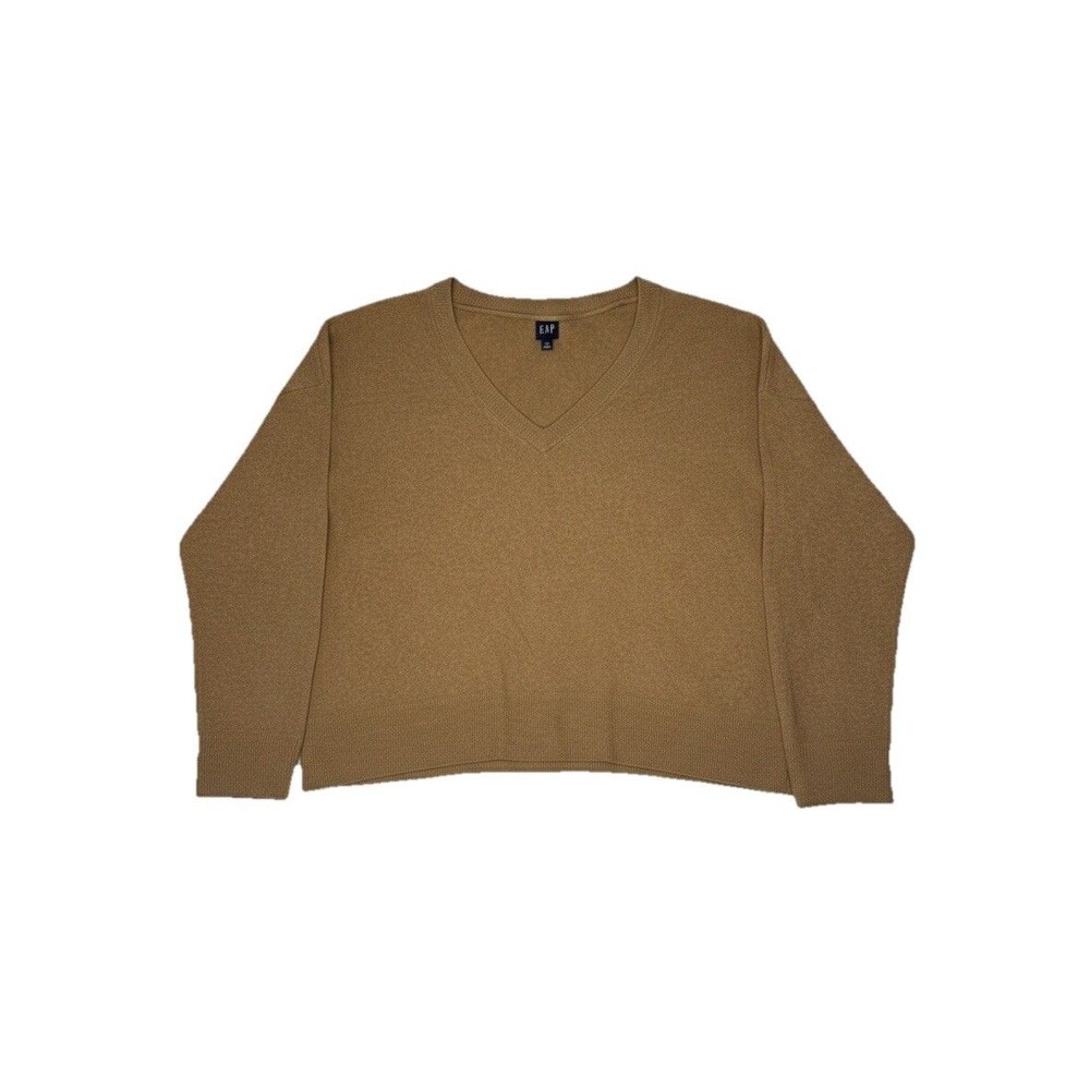 Gap Mens V-Neck Sweater XX Large Ribbed Knit Brown